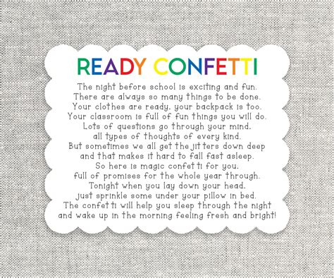 Ready Confetti Poem Printable